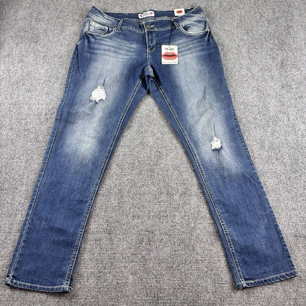 WAM What About Me Jeans Womens 16W NWT Bling Pocket Distressed